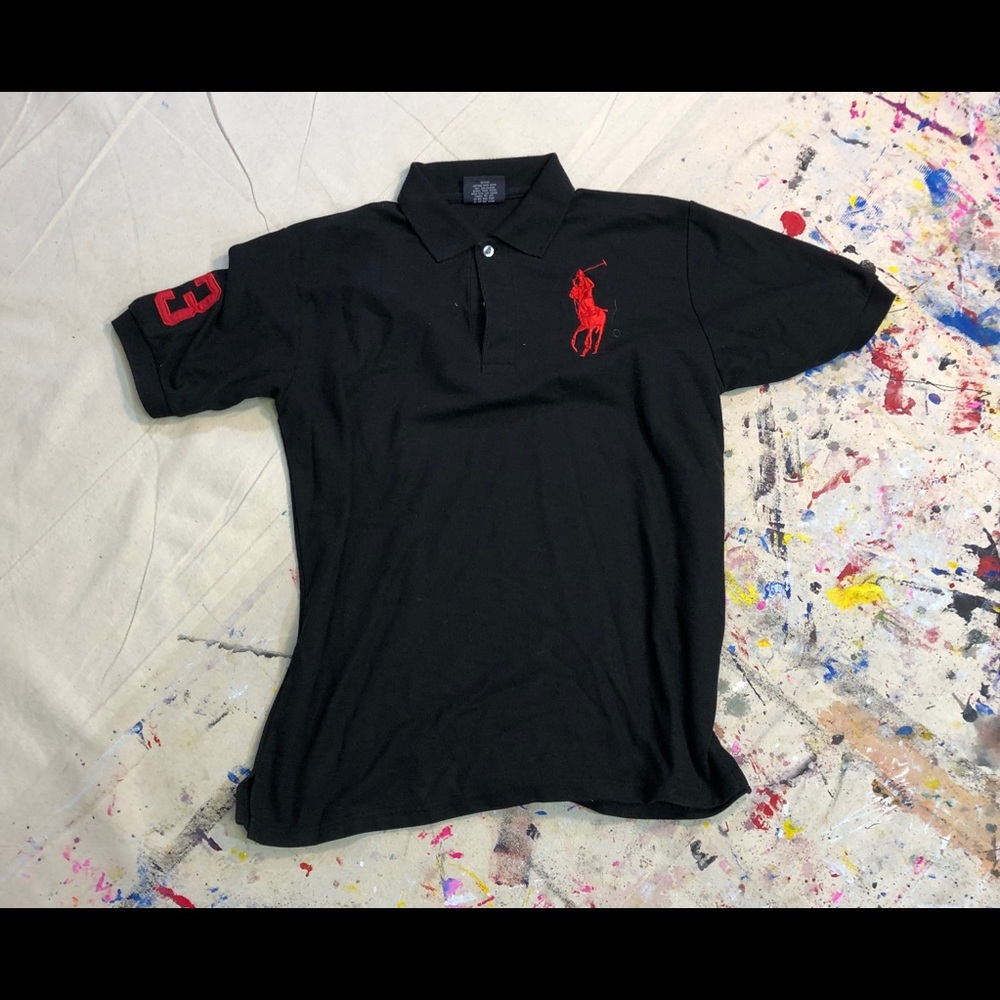 Black and red polo shirt